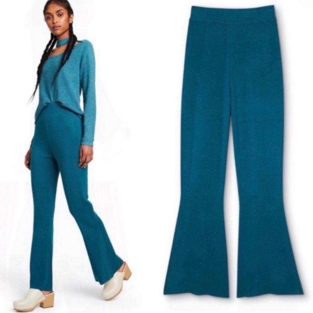 Victor Glemaud x Target Women's High-Rise Flare Sweater Knit Teal Pants …